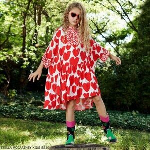 NEW Stella McCartney Kids Girls 10 Red Hearts Kimono Dress